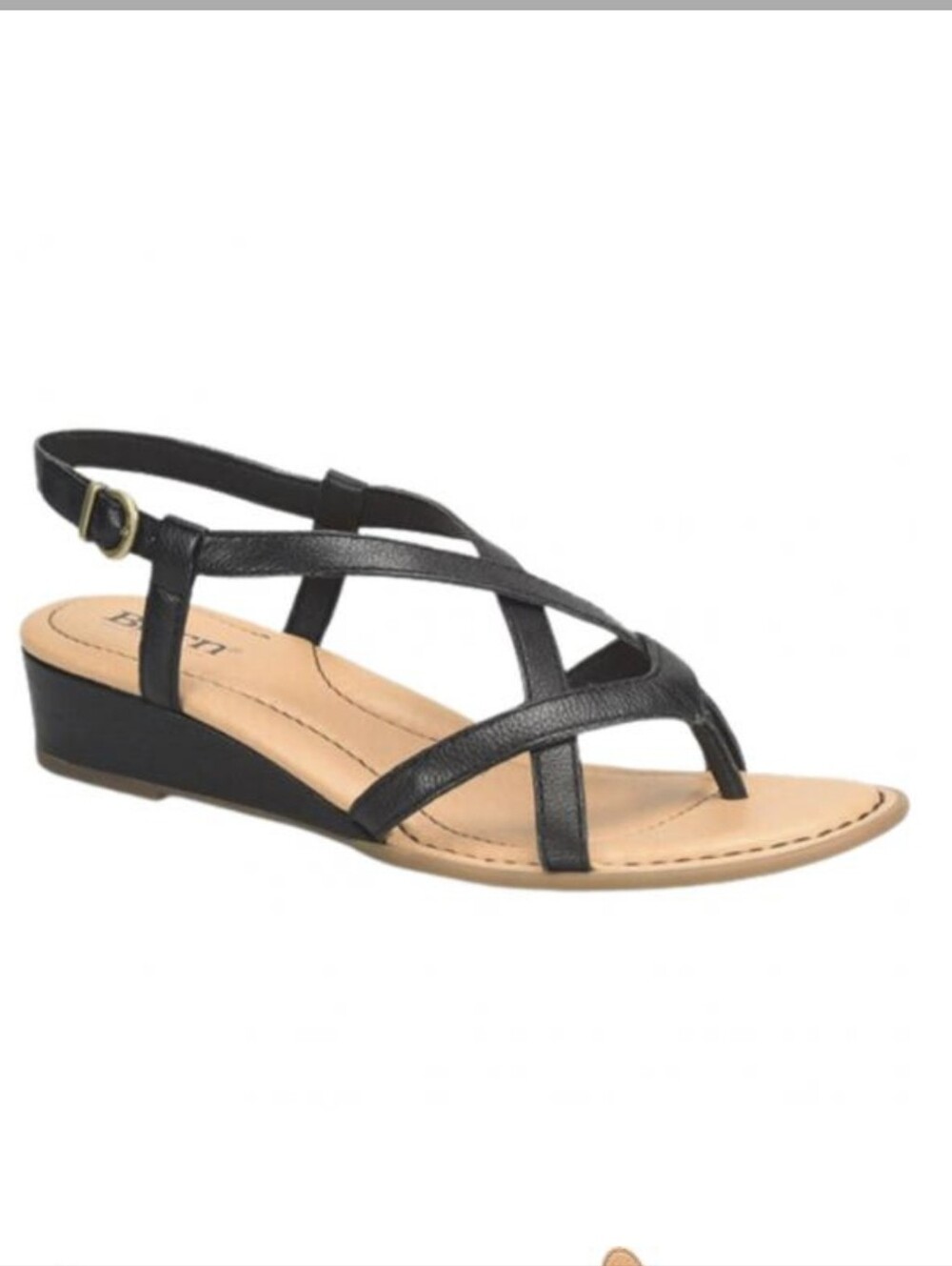Born Women's Black Wedge Sandal Leather Sz 8
